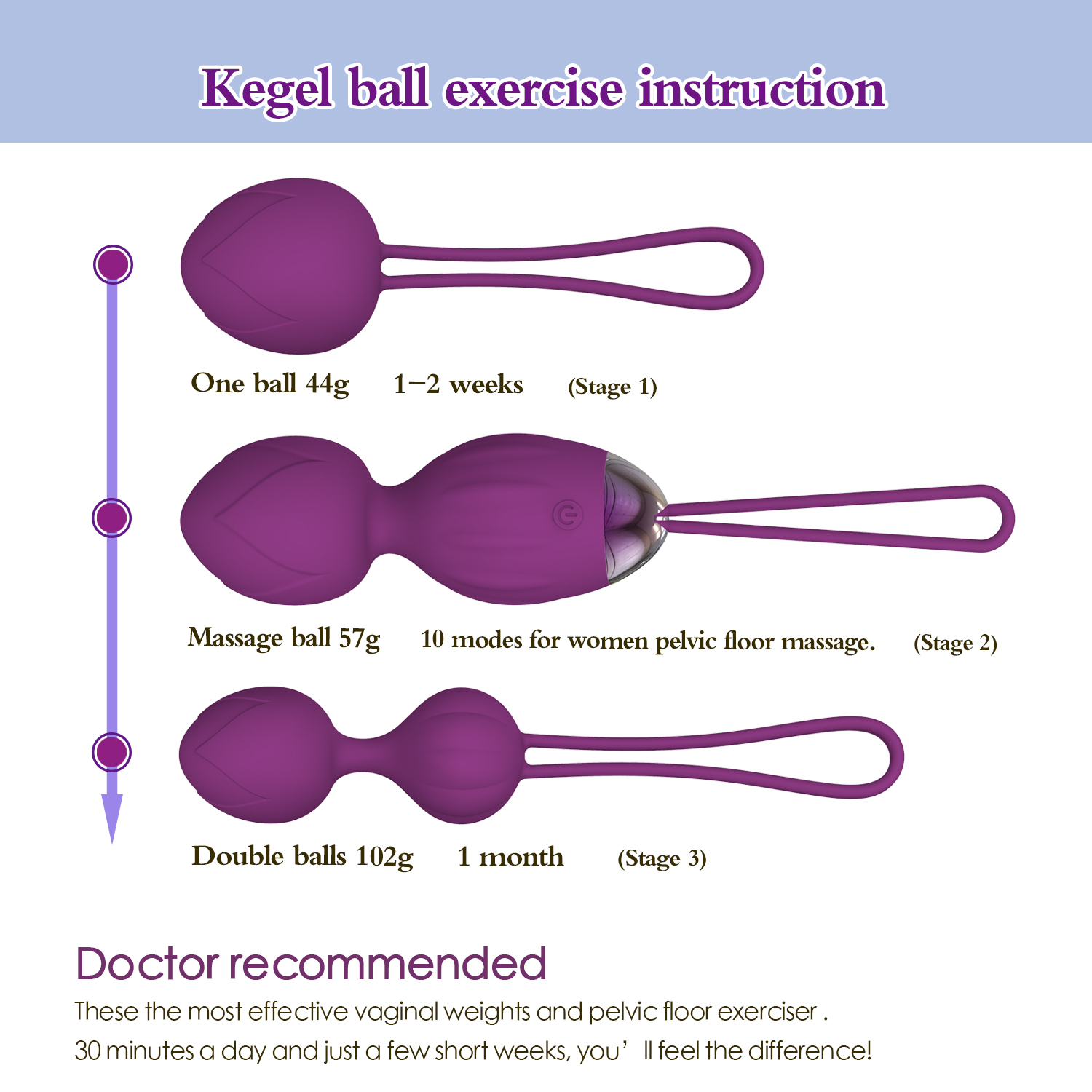 Use 3-Piece Kegel Ball Set