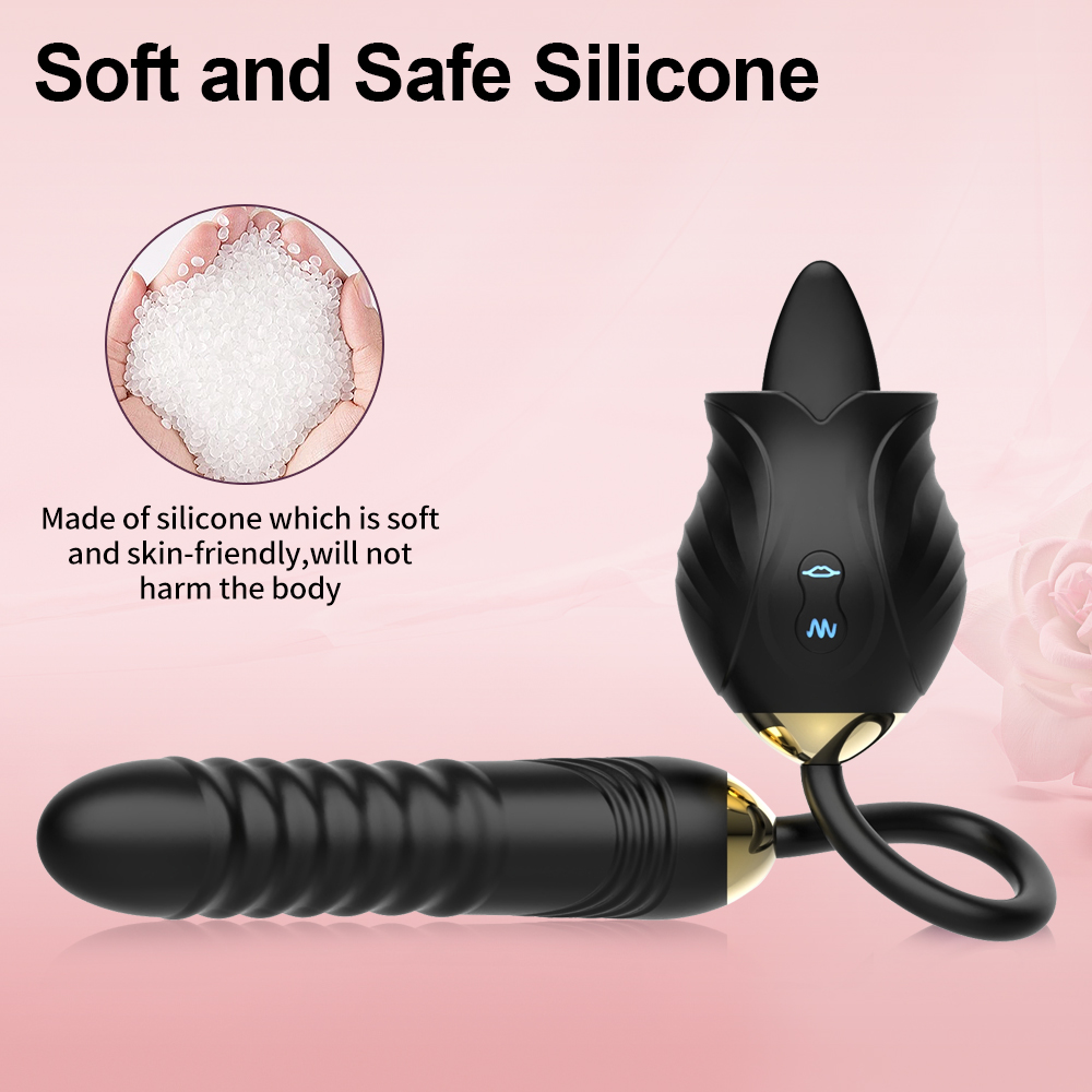 Rose Licking Clitoral Black Vibrator
