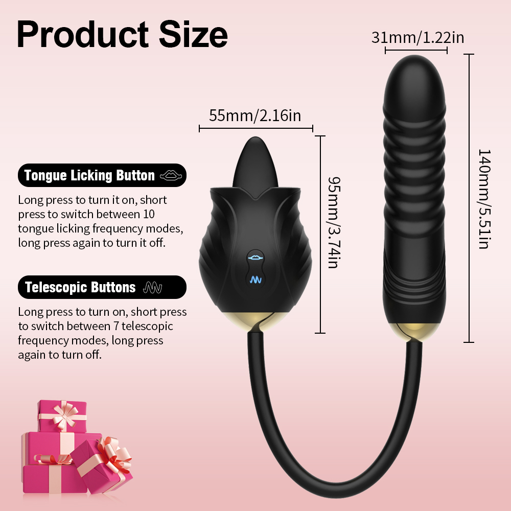 Rose Licking Clitoral Vibrator Size