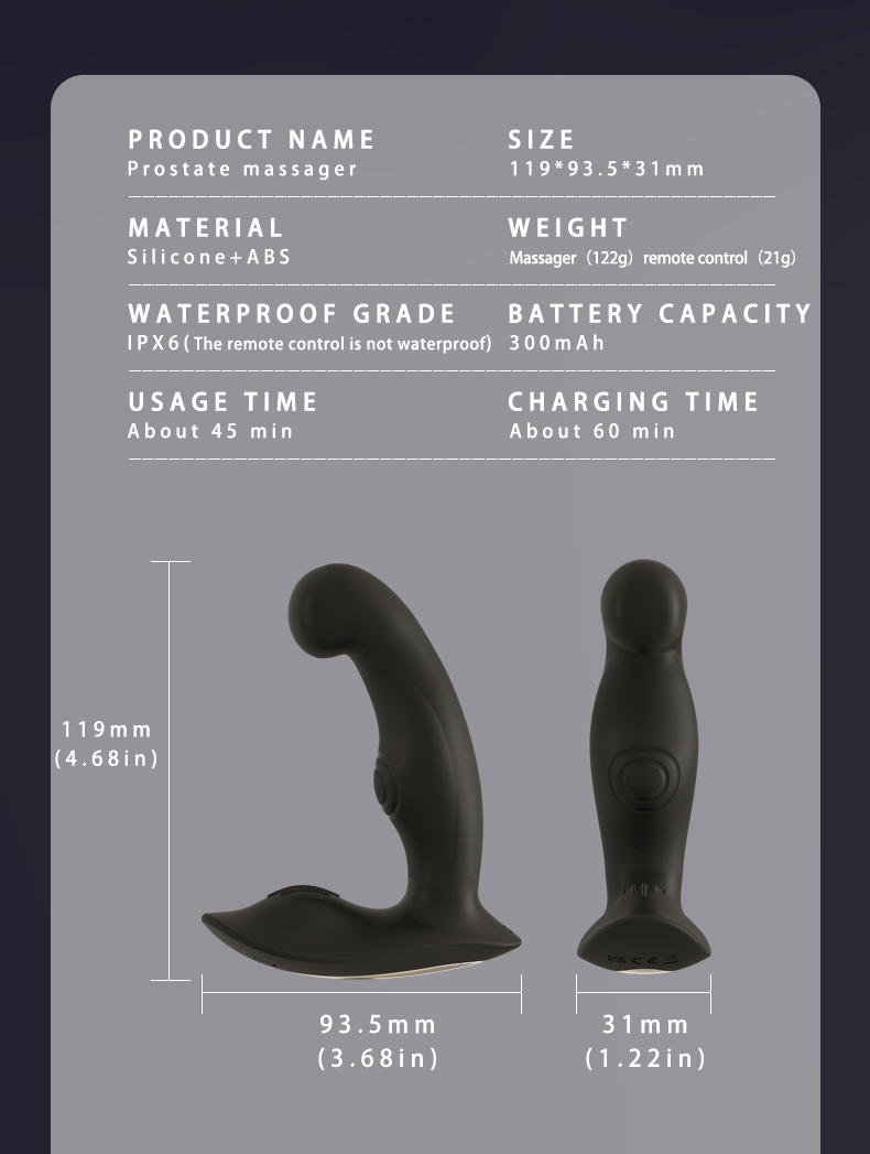Rechargeable G-Spot Vibrator Size