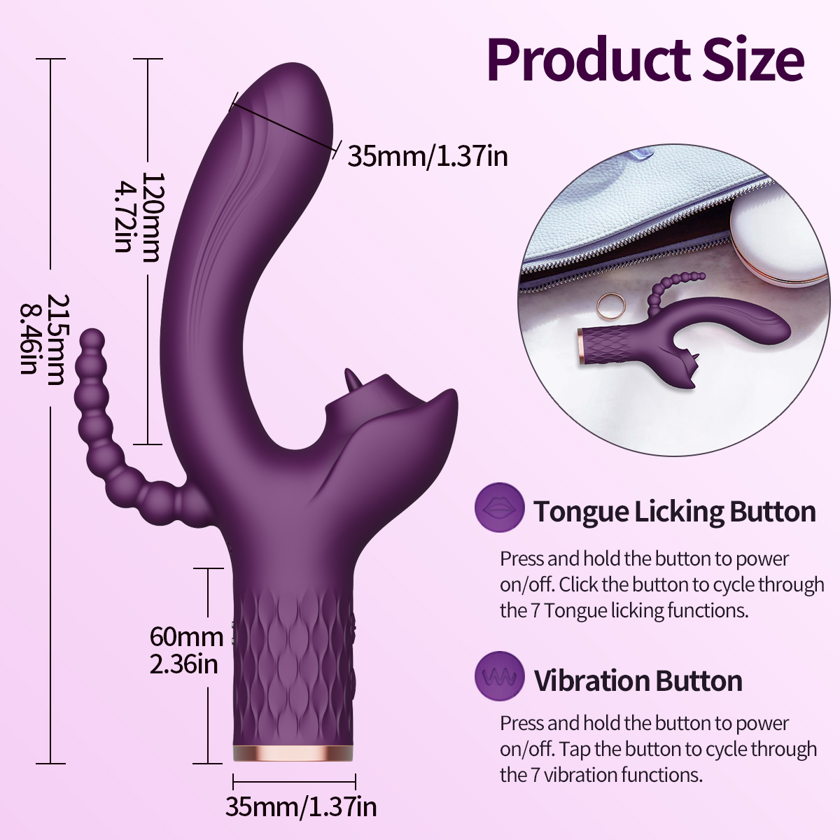 3 in 1 G-Spot Vibrator Size