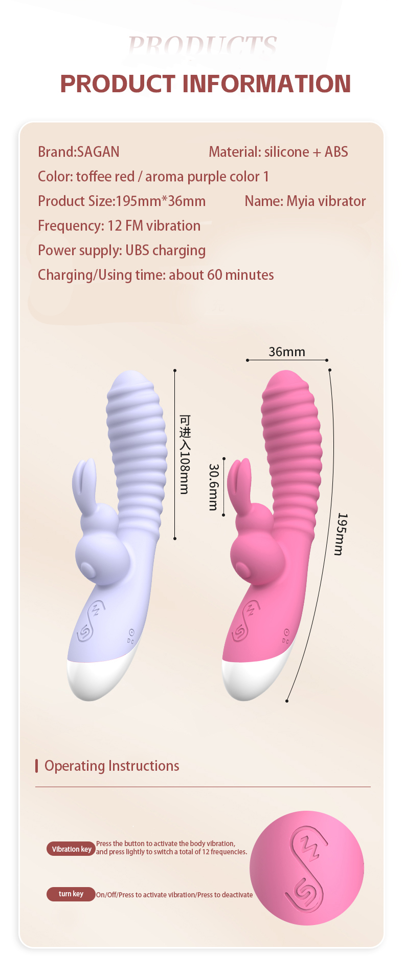 Clitoral Vibrating Rabbit Toys Size